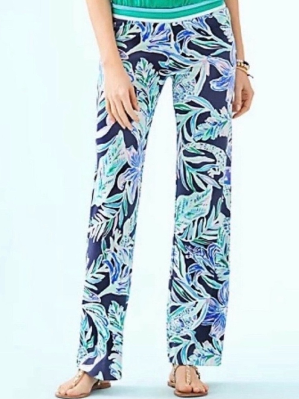 NWOT Lilly Pulitzer READY SET GECKO Georgia May Palazzo Wide Leg Pants SMALL